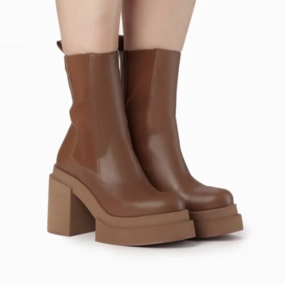 Ankle Boot Paloma Barcelo Selene Iris Leather Platform Heel Size 9-9.5 - Picture 1 of 12